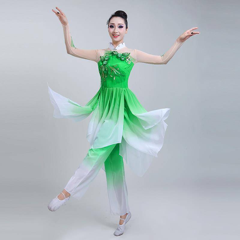 Classical dance clothing adult girl elegant jasmine flower ethnic dance Yangge performance fan set 2022 new