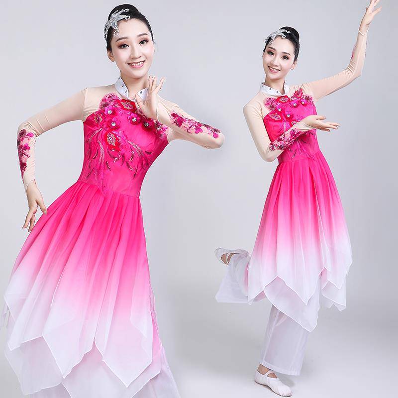 Classical dance clothing adult girl elegant jasmine flower ethnic dance Yangge performance fan set 2022 new