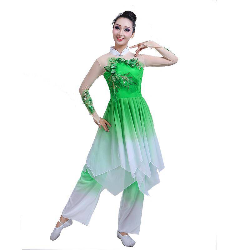 Classical dance clothing adult girl elegant jasmine flower ethnic dance Yangge performance fan set 2022 new