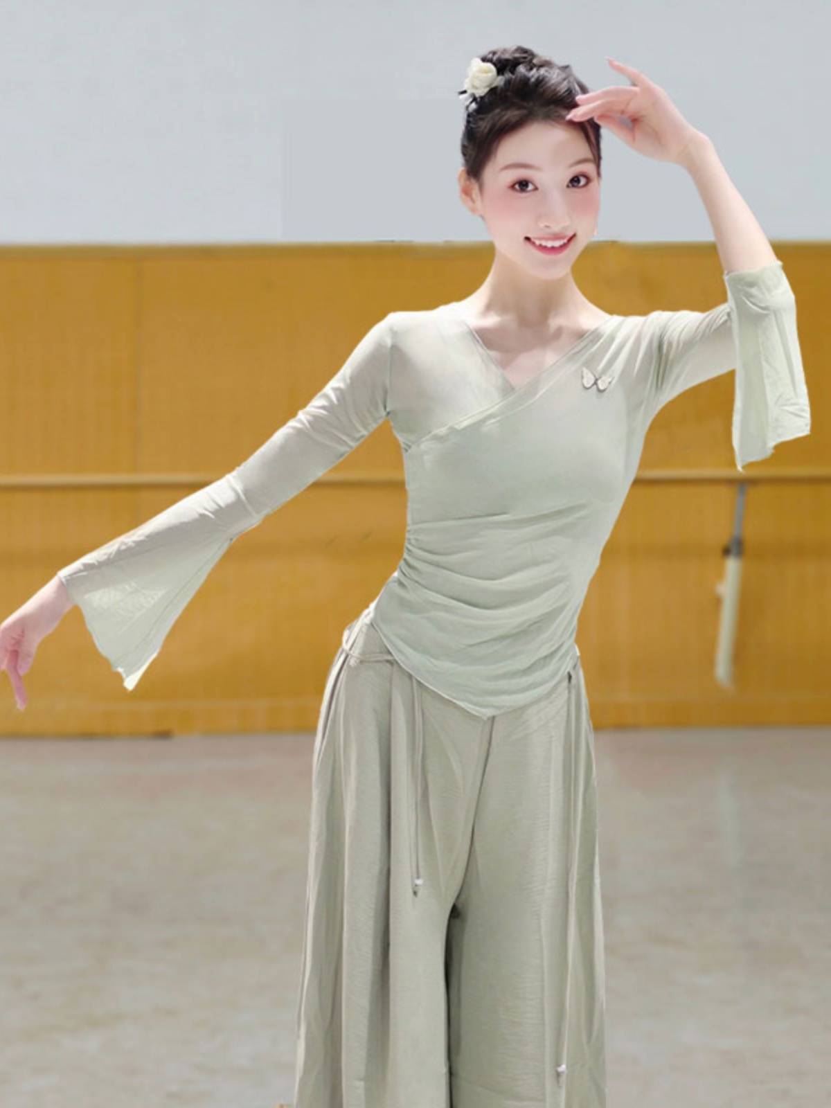 Classical dance clothing female body rhyme, elegant gauze, butterfly net yarn, practice service, Chinese national dance teacher clothing