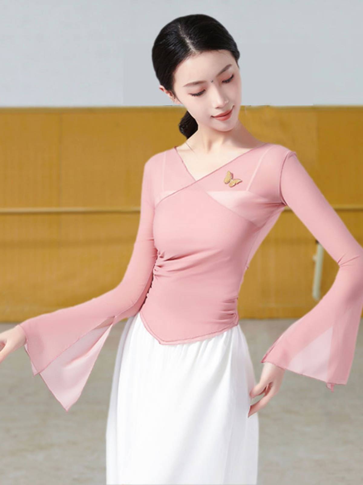 Classical dance clothing female body rhyme, elegant gauze, butterfly net yarn, practice service, Chinese national dance teacher clothing