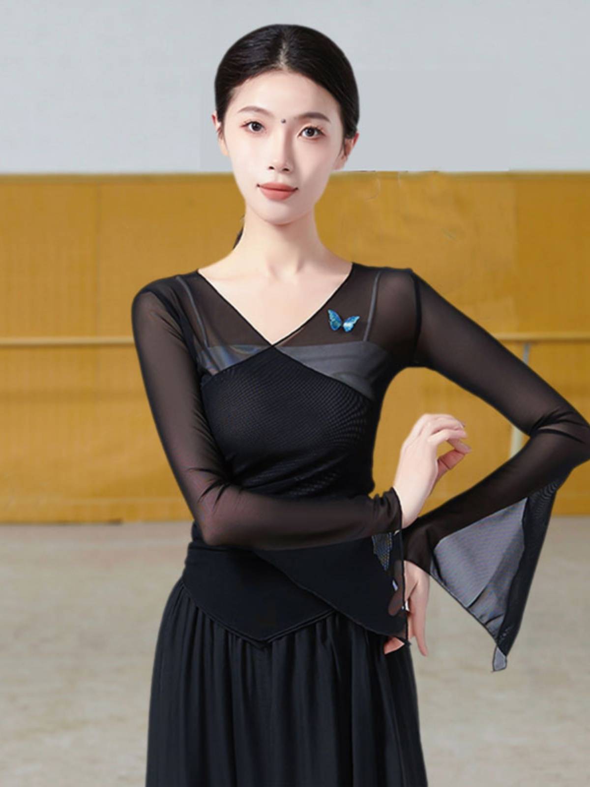 Classical dance clothing female body rhyme, elegant gauze, butterfly net yarn, practice service, Chinese national dance teacher clothing