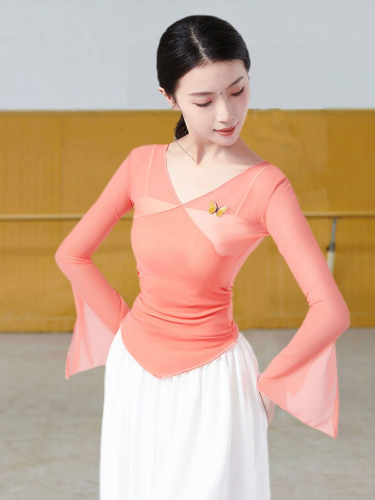 Classical dance clothing female body rhyme, elegant gauze, butterfly net yarn, practice service, Chinese national dance teacher clothing