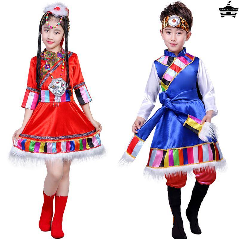 Children's minority clothing children's Tibetan dance performance service girl water sleeve Mongolian performance clothing boys