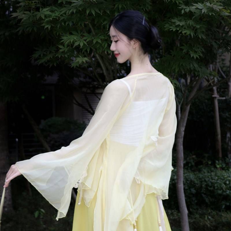 Spot Linghuai same classical dance exercise, gauze Han C service Han Tang dance performance service national dance cardigan flowers