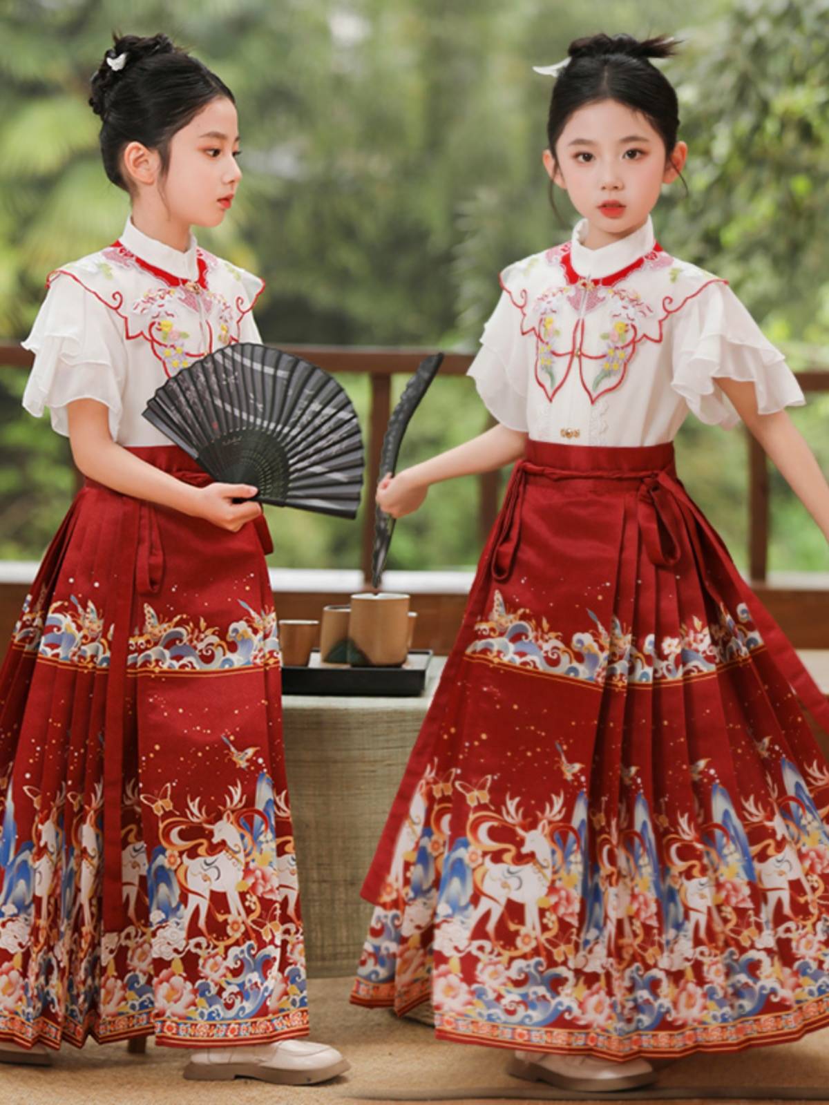 Girls Masao Skirt Summer Tang Dynasty Children's Ethnic Guifeng Hanfu Chinese New Chinese Set Chinese Set Chorus Performance Services