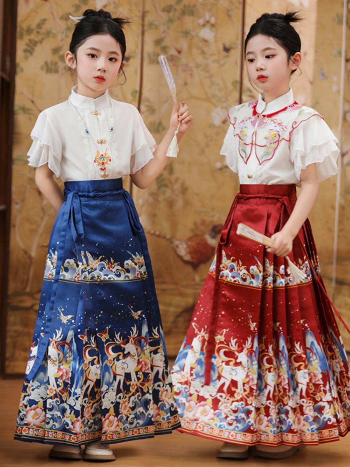 Girls Masao Skirt Summer Tang Dynasty Children's Ethnic Guifeng Hanfu Chinese New Chinese Set Chinese Set Chorus Performance Services