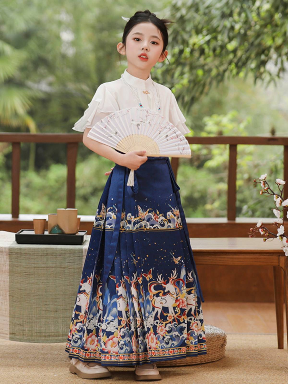 Girls Masao Skirt Summer Tang Dynasty Children's Ethnic Guifeng Hanfu Chinese New Chinese Set Chinese Set Chorus Performance Services