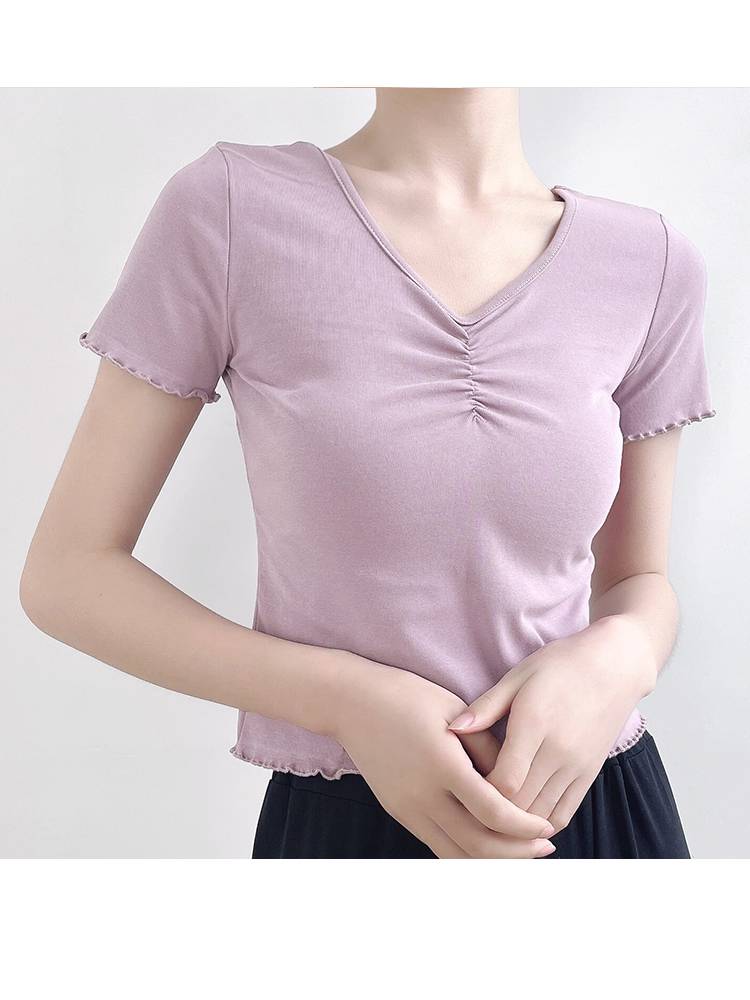 Dance service short -sleeved ethnic dance -shaped body practice clothes pure cotton -shaped sportswear modern dance art test dance exercise uniform