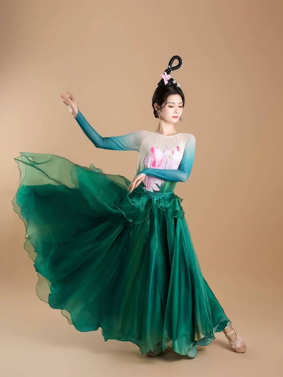 Classical Dance Performance Series Permanent Skirt Picks Lotus Dance Series Adult Female Broken Skirt Lotus Dance National Style Watch Show