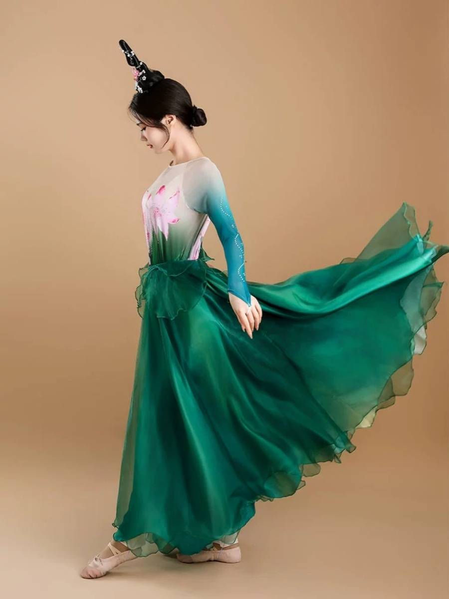 Classical Dance Performance Series Permanent Skirt Picks Lotus Dance Series Adult Female Broken Skirt Lotus Dance National Style Watch Show
