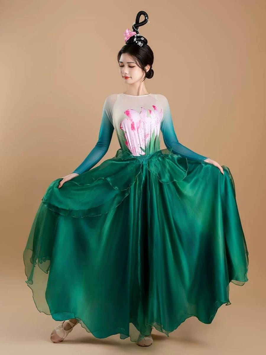 Classical Dance Performance Series Permanent Skirt Picks Lotus Dance Series Adult Female Broken Skirt Lotus Dance National Style Watch Show