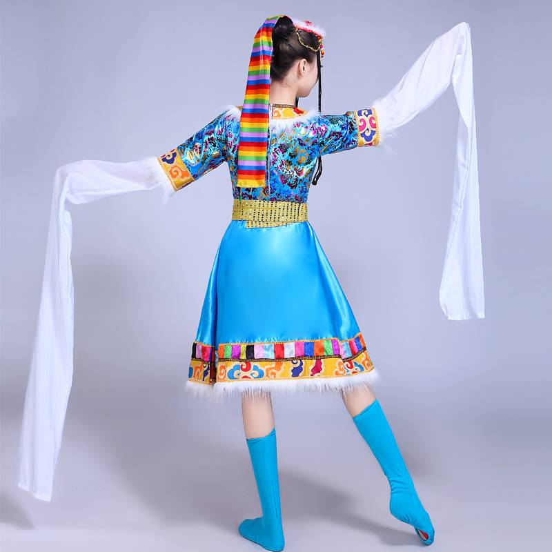 Tibetan dance suit for adult women 2024 new Tibetan ethnic minority performing national dance in dress squares