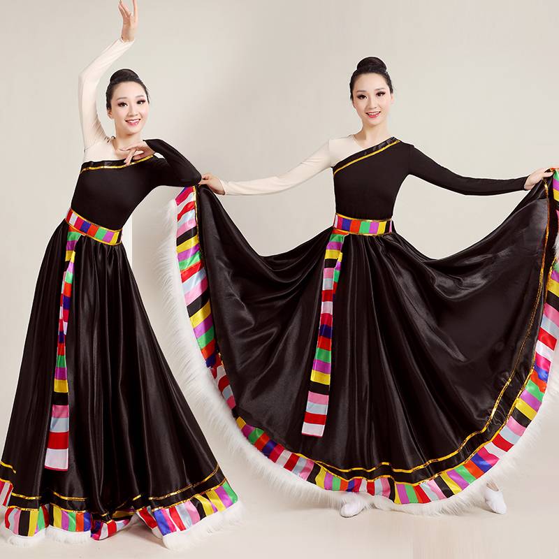New Tibetan Dance Practice Disciplinary Dress Dress Tibetan Skirt Mixtile Plaza Dance Plastic Clothing