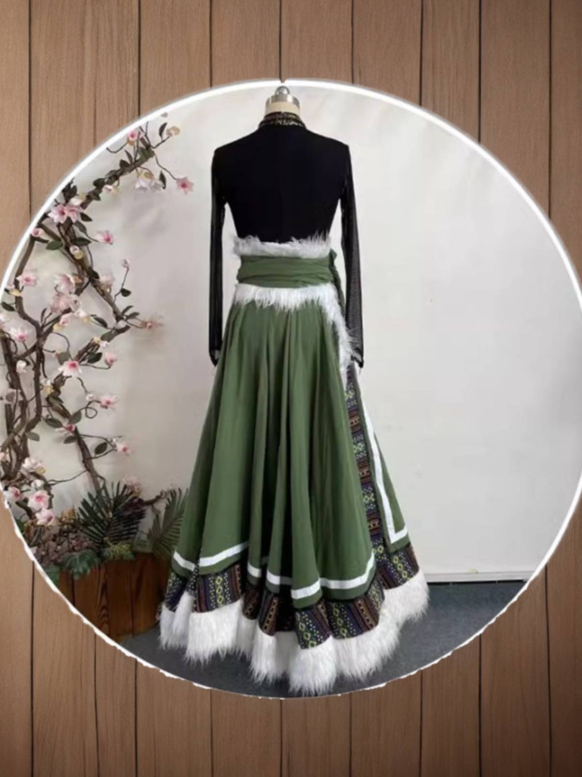 New Tibetan dance clothing large skirt minority performance service adult art test exercise skirt square dance dance split skirt