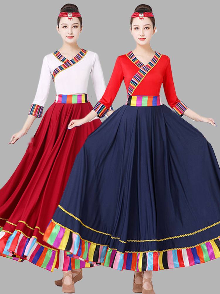 The Tibetan dance show with two pairs of a new national-style dress