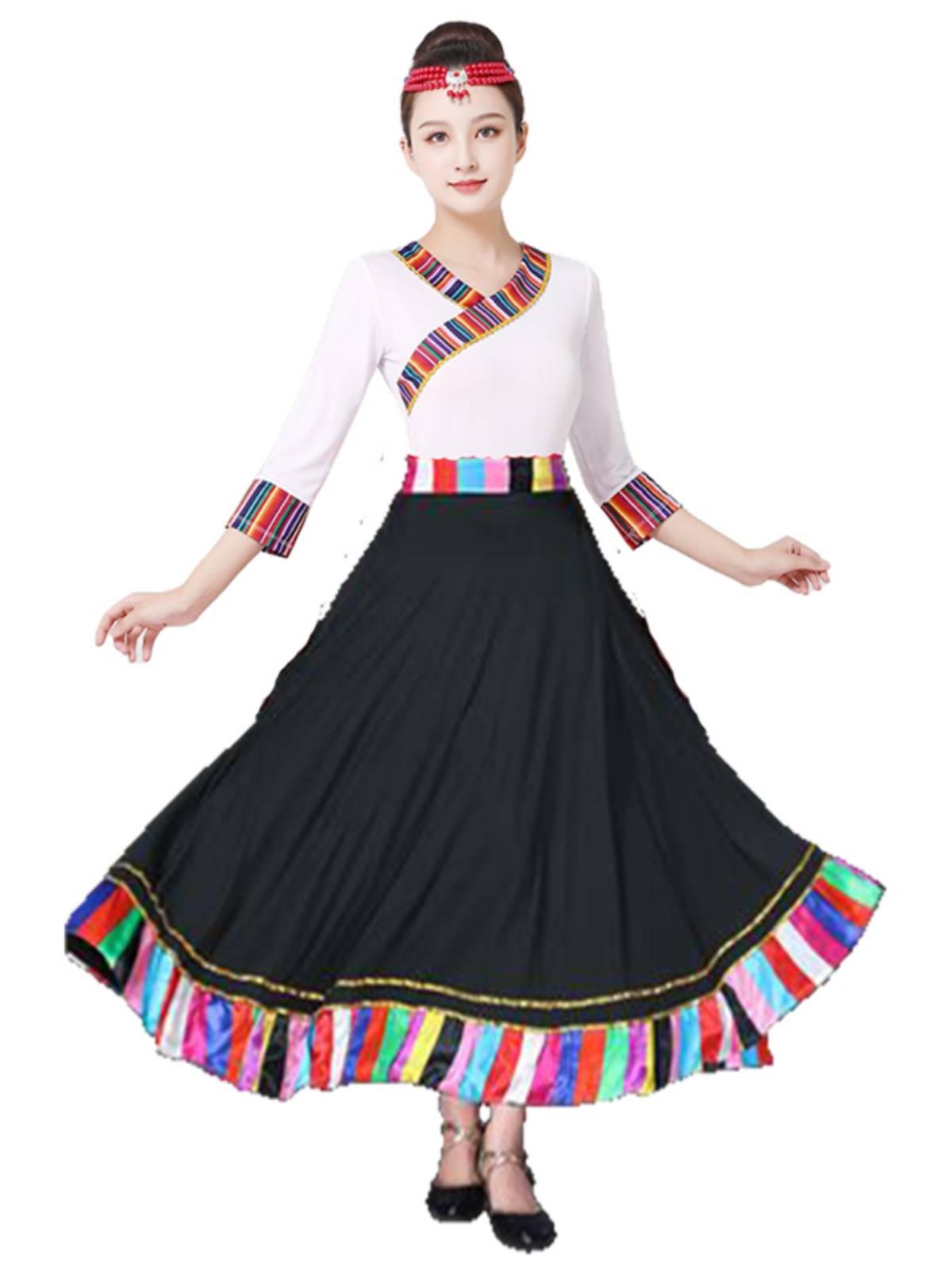 The Tibetan dance show with two pairs of a new national-style dress