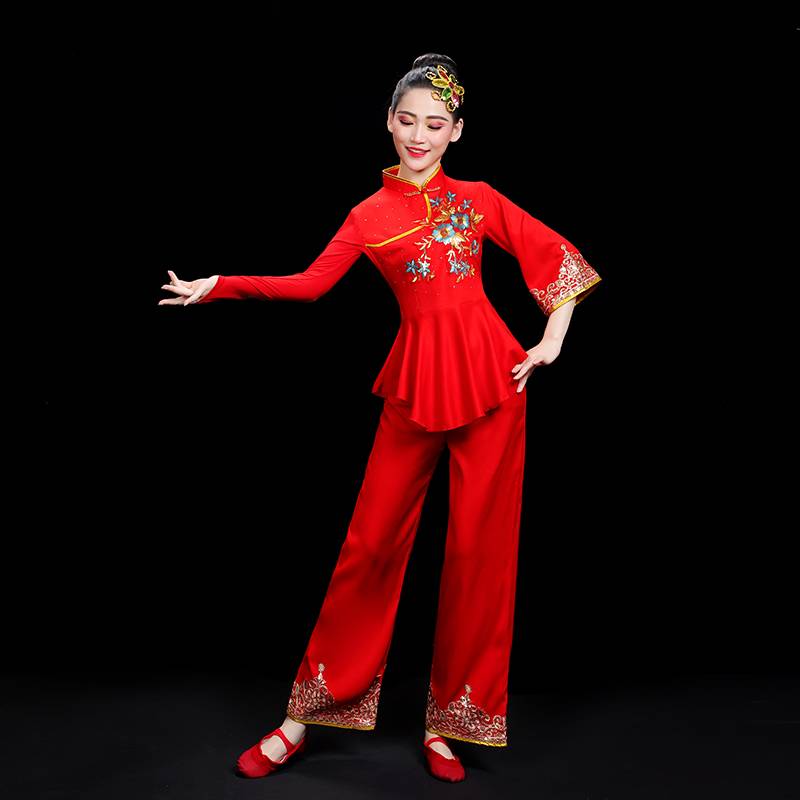 Square dance clothing Yangge new suit wide -leg pants middle -aged Yangge dance performance dancing dancing clothes female autumn
