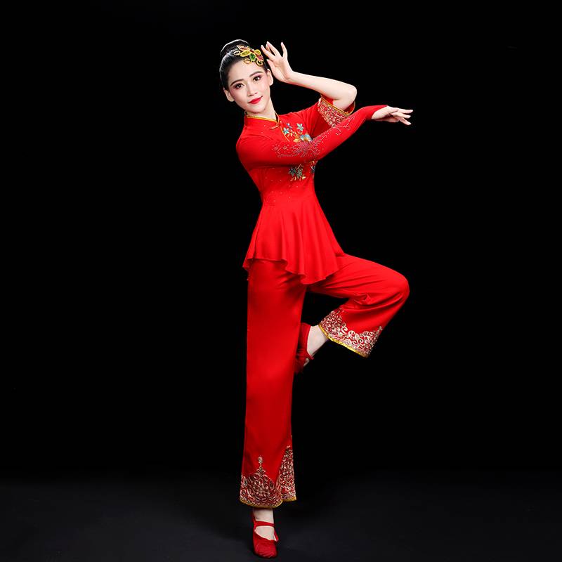 Square dance clothing Yangge new suit wide -leg pants middle -aged Yangge dance performance dancing dancing clothes female autumn