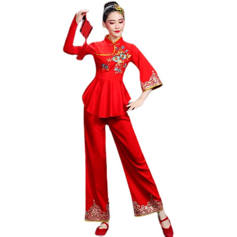 Square dance clothing Yangge new suit wide -leg pants middle -aged Yangge dance performance dancing dancing clothes female autumn