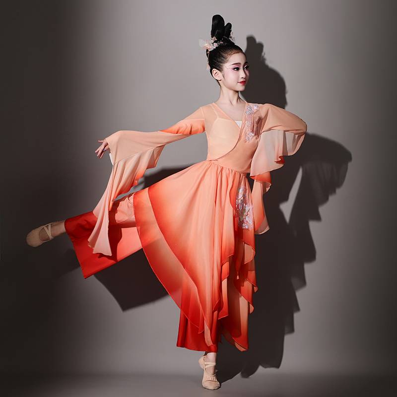 Children's Classical Dance Performance Series Flowing Girls Mountain Ghost Dance Practice Fan Dance Chinese Style National Dance Clothing