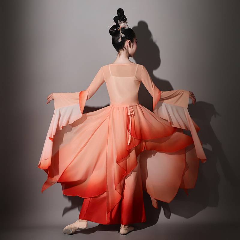 Children's Classical Dance Performance Series Flowing Girls Mountain Ghost Dance Practice Fan Dance Chinese Style National Dance Clothing