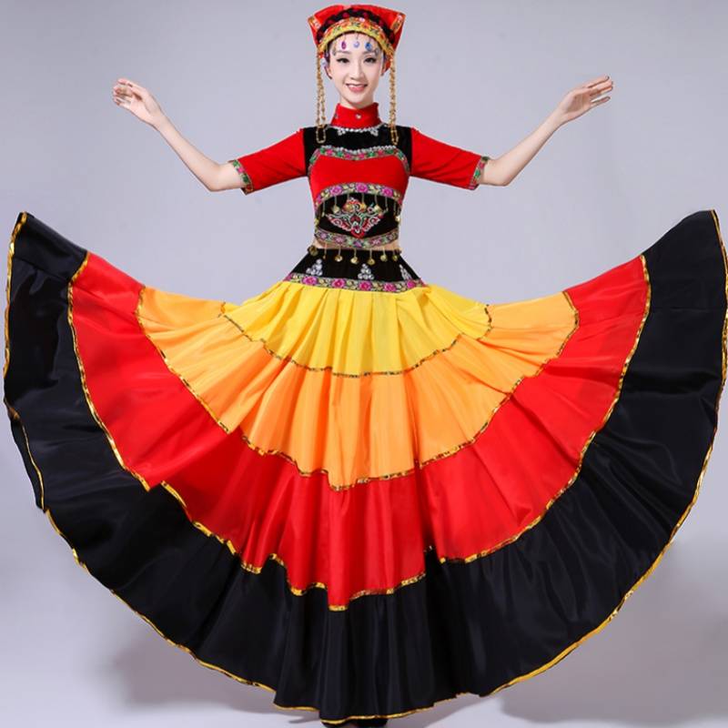 The new Yi dance suit performing the national dance big skirt, the festival washed the spring Hani baby dance clothing