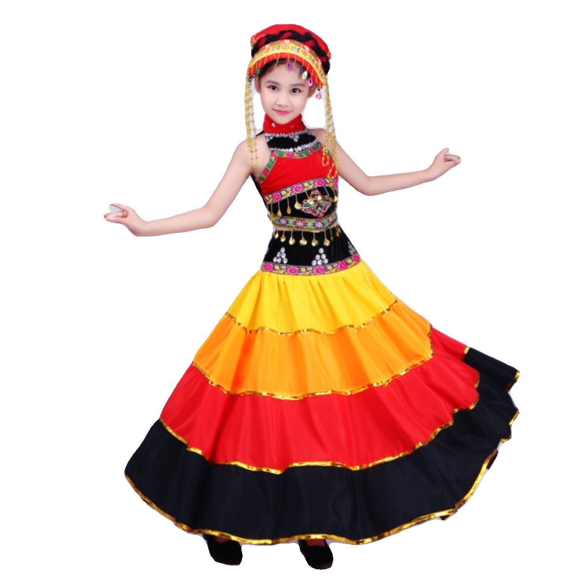 The new Yi dance suit performing the national dance big skirt, the festival washed the spring Hani baby dance clothing