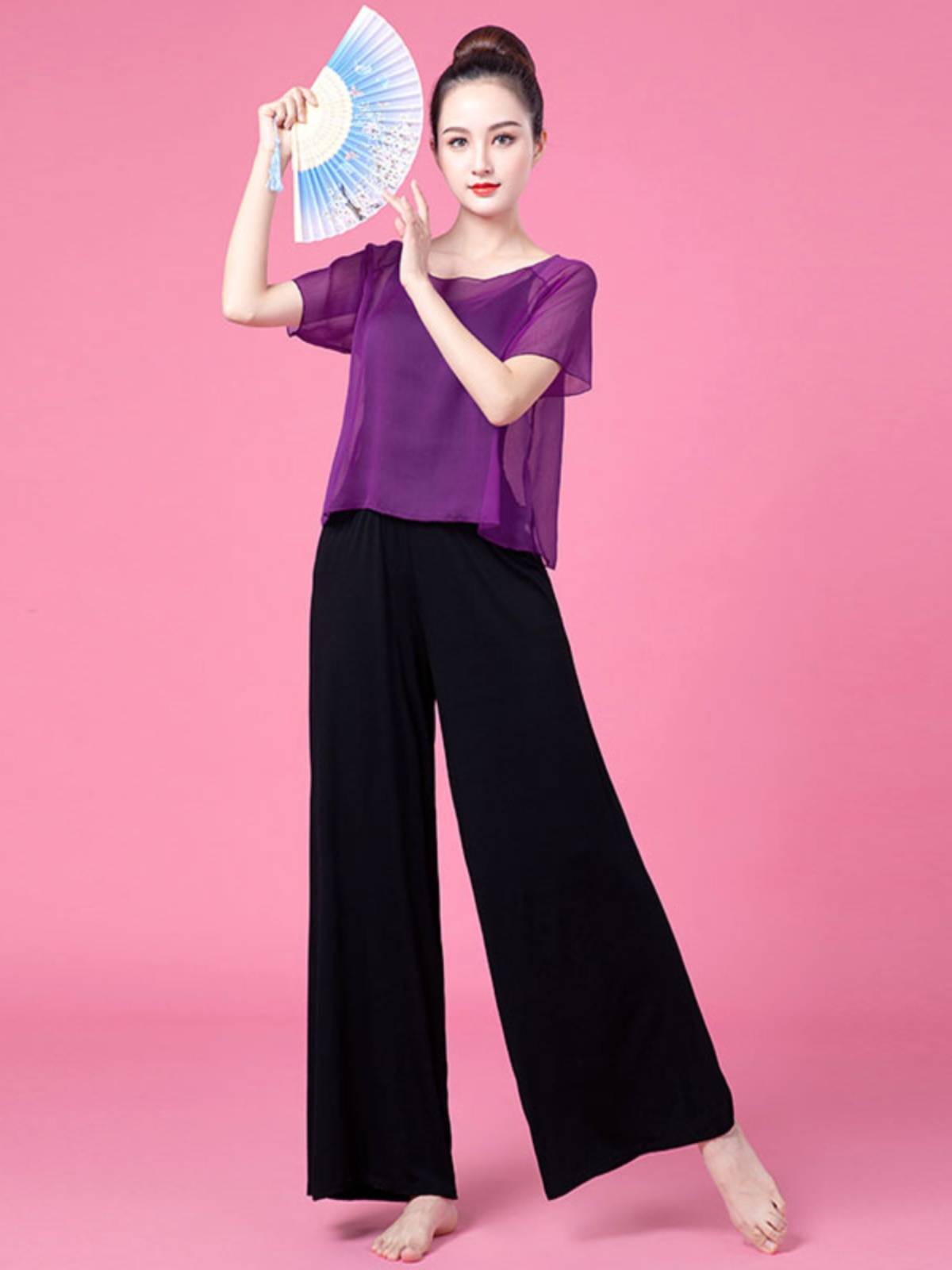 Dance gauze classical dance exercise, female elegant dance rhyme top, loose national Chinese dance dance jersey spring spring