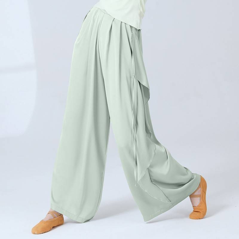 Classical dance pants straight, elegant loose wide -leg pants Chinese dance body professional training design sense ribbon pants