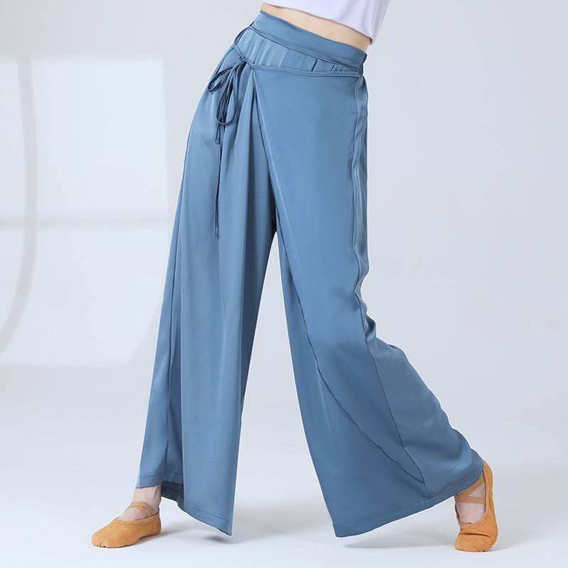 Classical dance pants straight, elegant loose wide -leg pants Chinese dance body professional training design sense ribbon pants