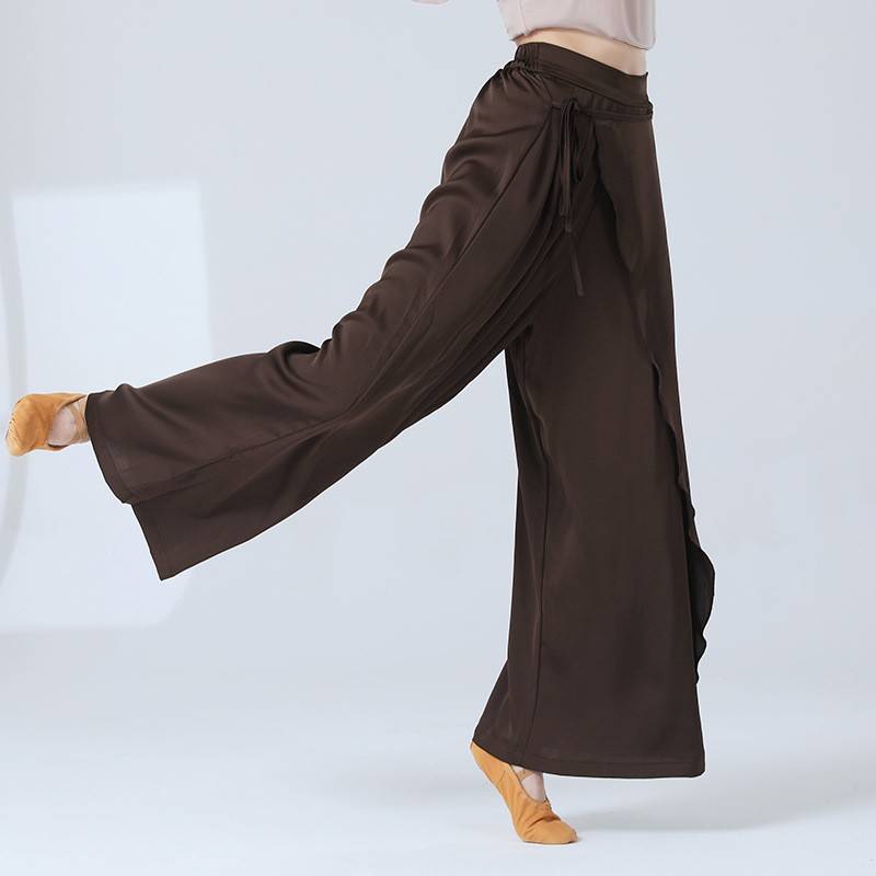 Classical dance pants straight, elegant loose wide -leg pants Chinese dance body professional training design sense ribbon pants
