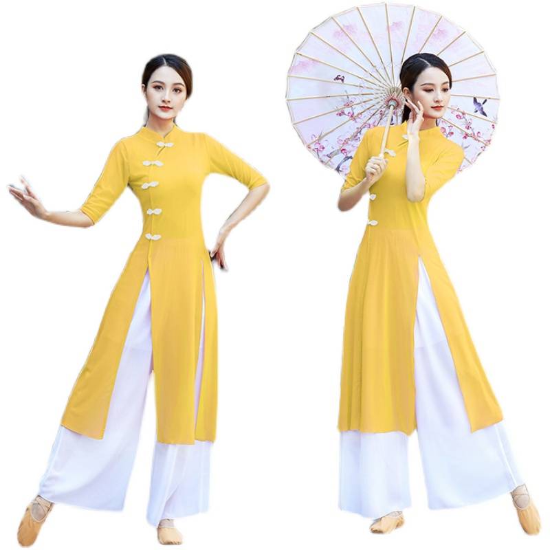 Square dance clothing new set of female classical dance national dance cheongsam shirt table performance stage mesh