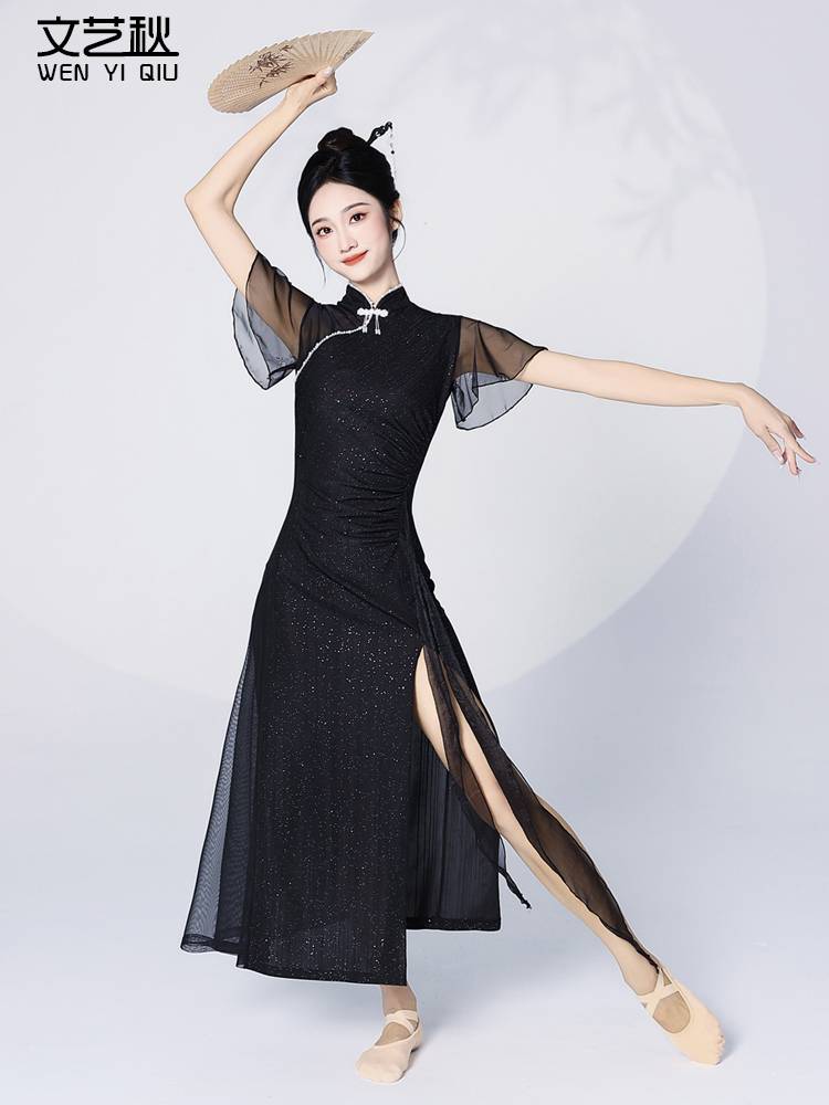 Summer new classical dance elasticity improvement cheongsam dance clothes gauze, elegant national style national practice service performance service
