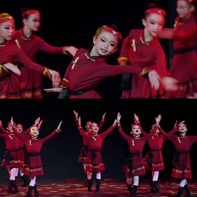 New Year's Day Children's Performance Mongolian White Horse Grassland Chopsticks Dance Men's Women, young ethnic minority clothes and skirts