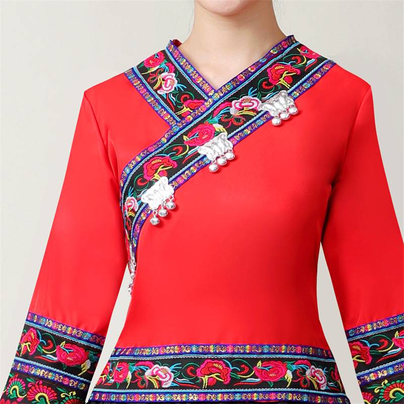 The Miao Tu -Nation -style Women's top, Guangxi Yunnan Guizhou Minority Performance Performance Square Dance Performance Clothing