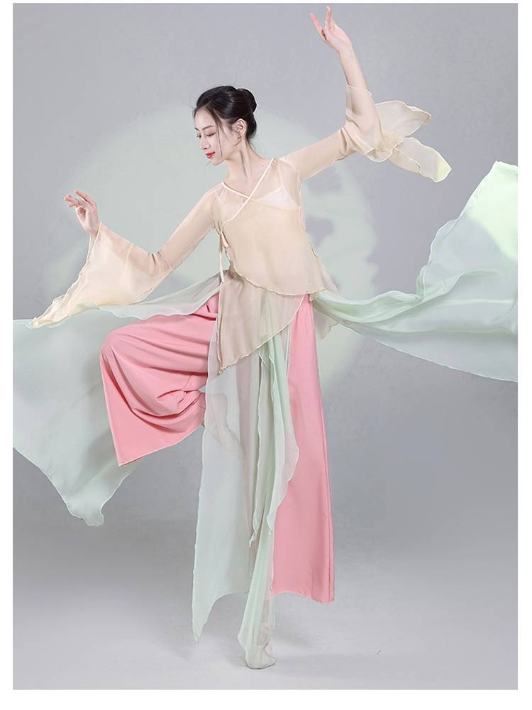 Classical dance body rhyme, elegant gauze training, national dance watch show, training art archaeological style dance suit girl