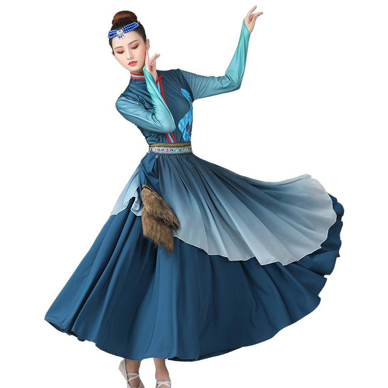 Mongol dance dress for Tibetan ethnic dance plaza dancers performing dress practice dress