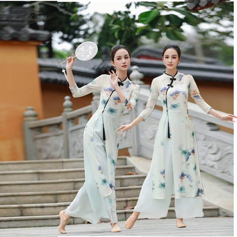 Classical dance cheongsam dance clothing female practice service body rhyme gauze Chinese style national top performance suit suits