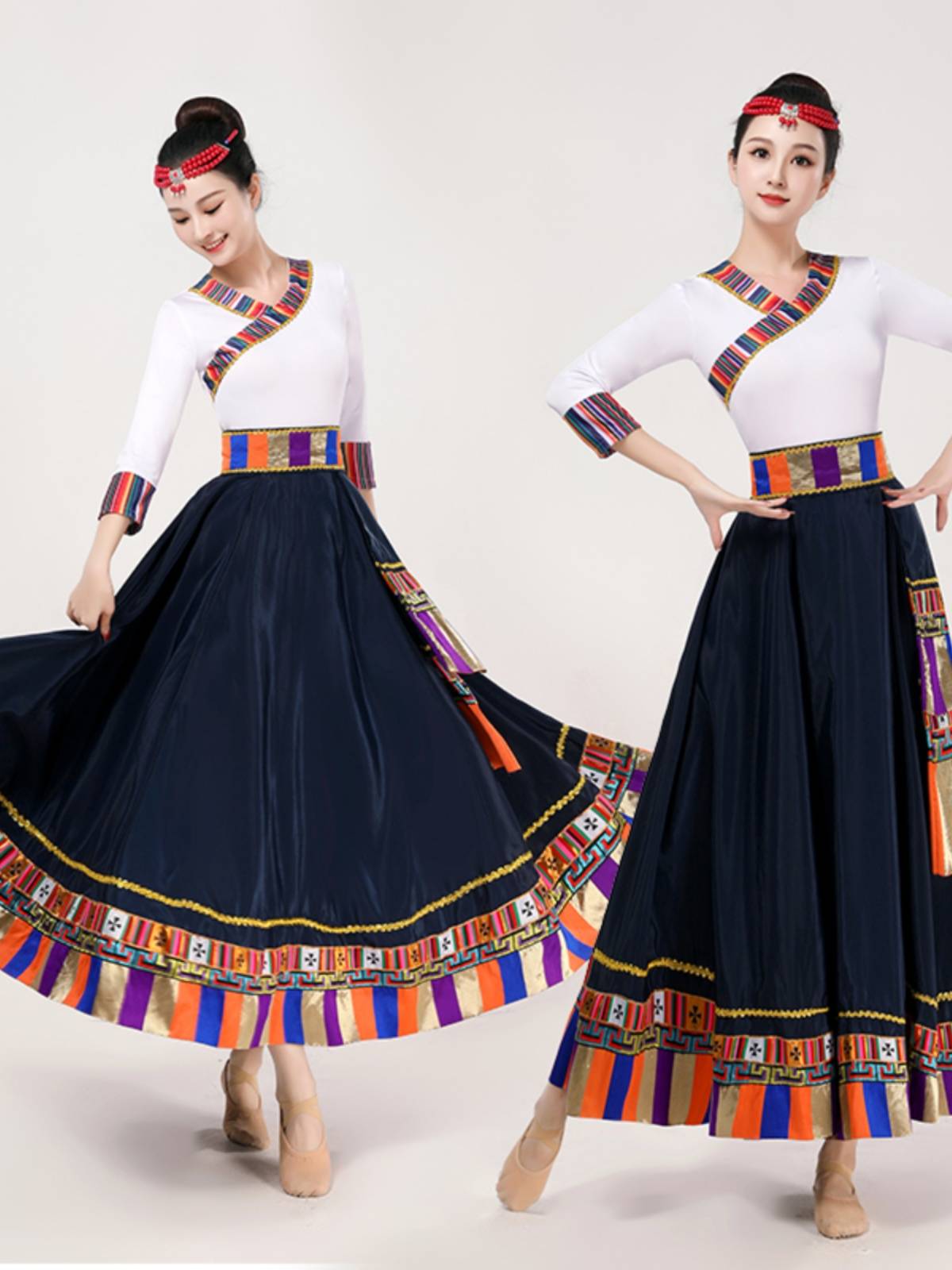 New Tibetan Dance Performance Clothing Female Ethnic Minority Tibetan Tibetan Dance Dance Clothing Plaza Dance Training Set