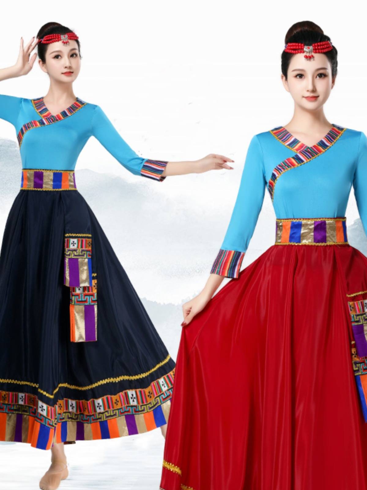 New Tibetan Dance Performance Clothing Female Ethnic Minority Tibetan Tibetan Dance Dance Clothing Plaza Dance Training Set
