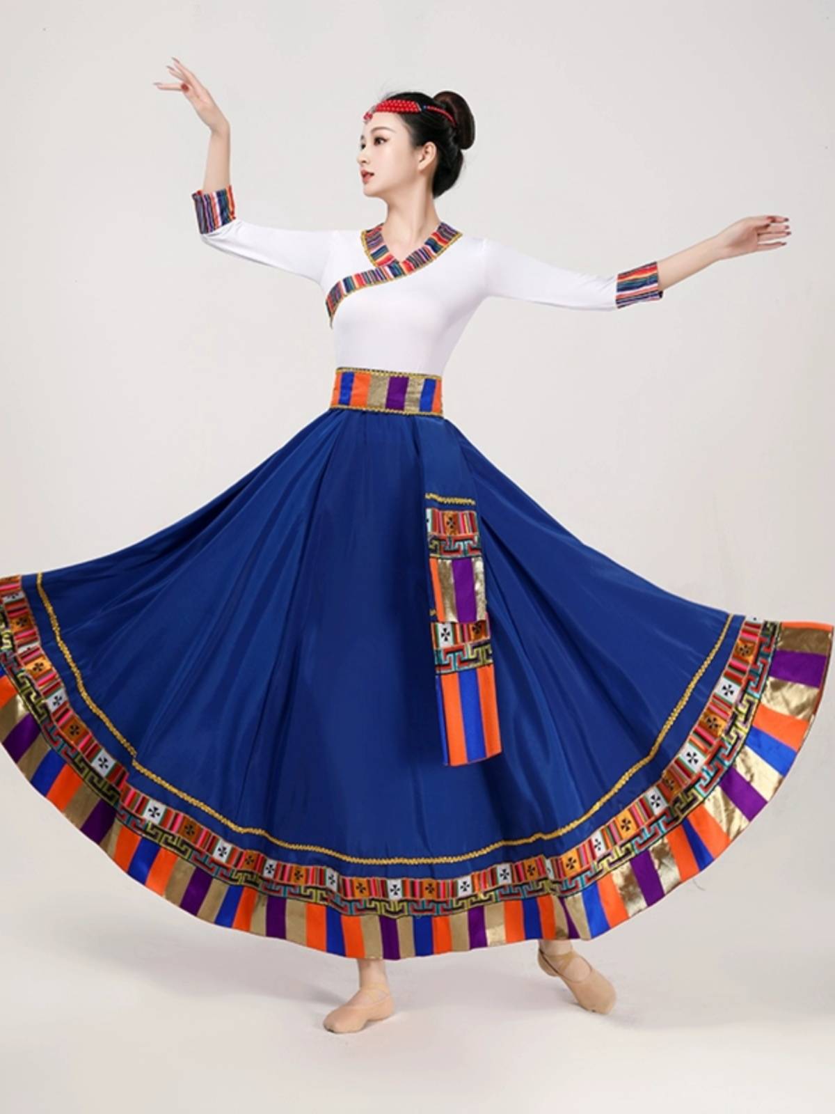 New Tibetan Dance Performance Clothing Female Ethnic Minority Tibetan Tibetan Dance Dance Clothing Plaza Dance Training Set