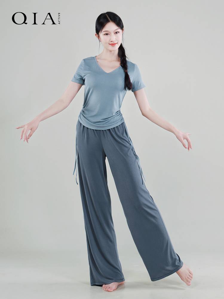 Kia adult dance service modern dance exercise Vedic short -sleeved shirt female classical national dance dance training suit