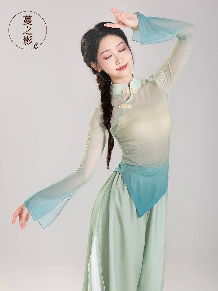 Classical dance body rhymes, spring and summer long -sleeved Chinese dance exercise, modern dance performance service, art test dance service girl