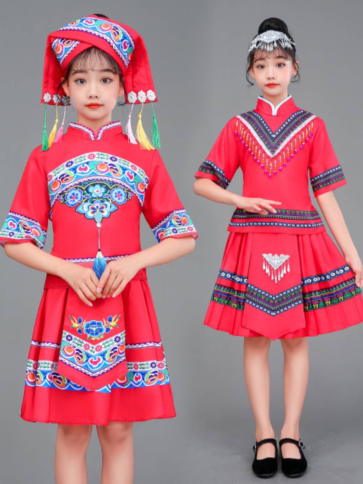 Ethnic minority dance clothing Zhuang Miao Hani Yi Guangxi March 3rd, Guizhou Yunnan bamboo pole fire handlebars campus style