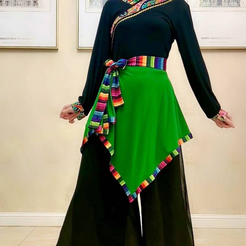 Bulls Plaza Dance Skirt Tibetan Dance National Dance Skirt Performance Dancing Practice Fart Curtain Anti -Polying Wet