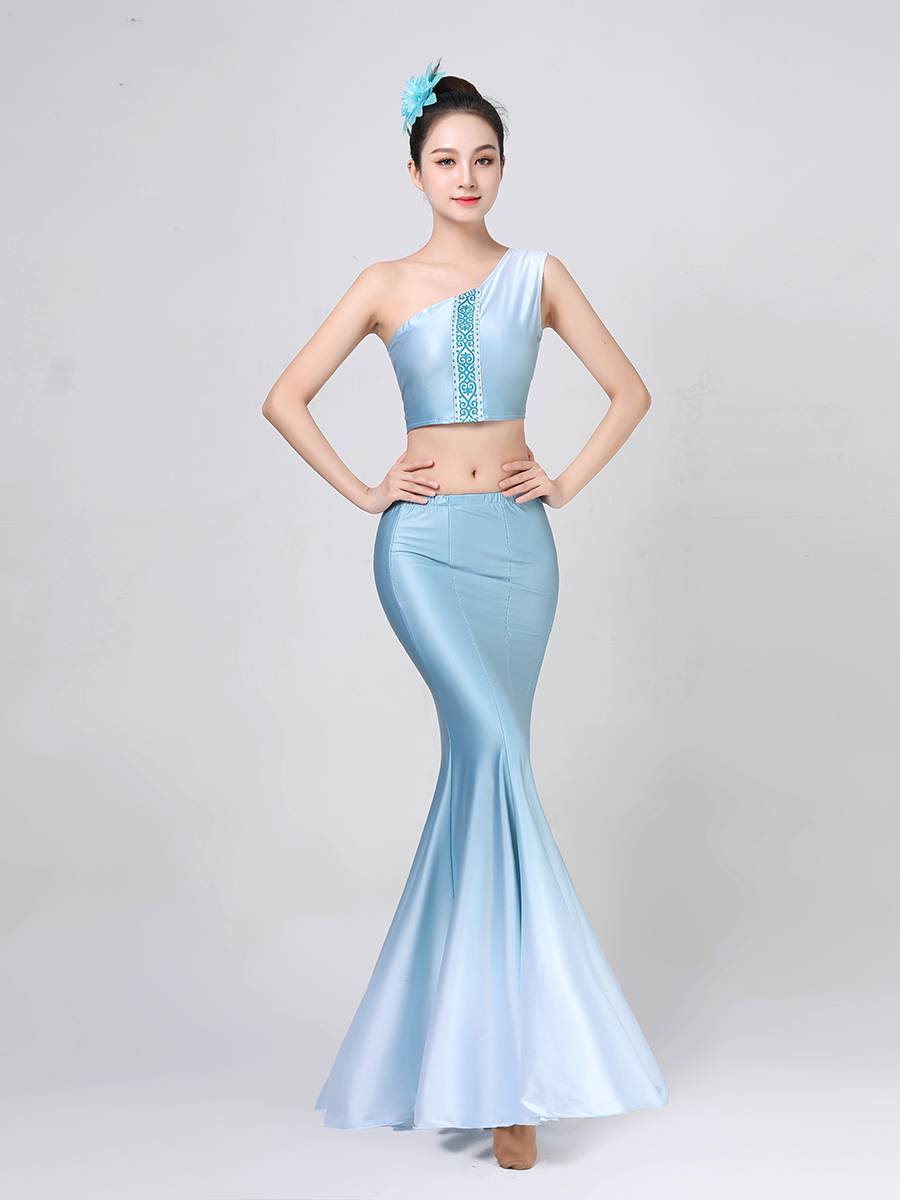 Dai dance service women's bag hip skirt adult art test clothing fishtail training skirt peacock daily training performance suit