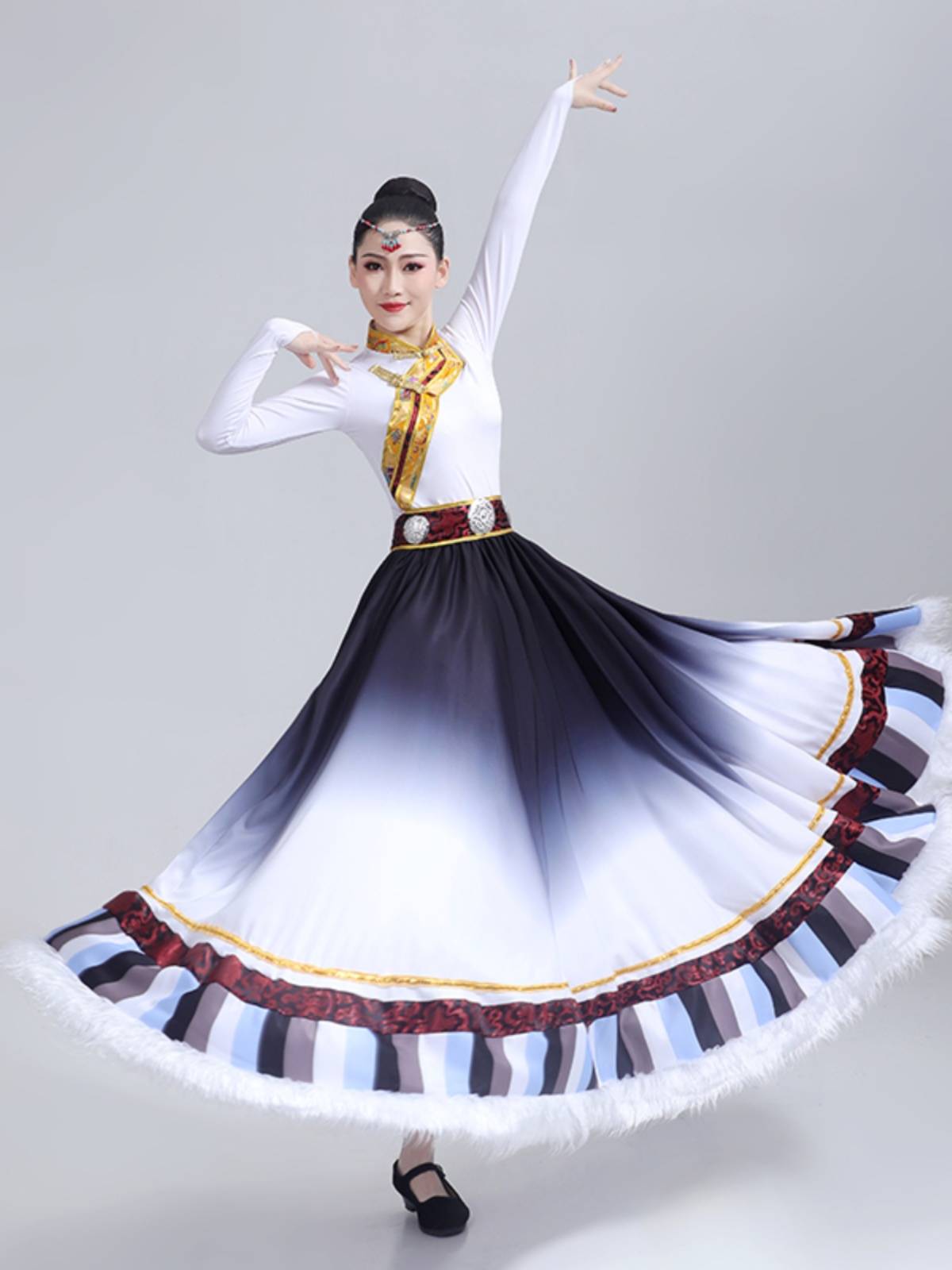New Tibetan Dance Performance Subsidine Examination Skirt National Stage Clothing Tibetan Dance Graduate Dance Grand Skirt Female Women