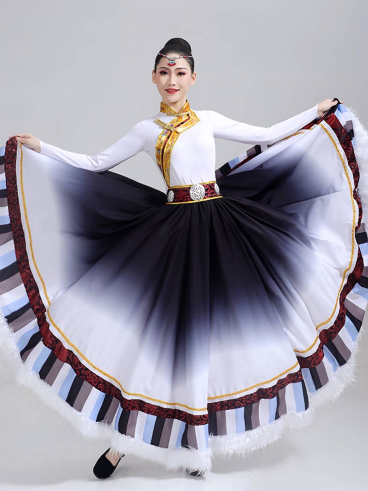 New Tibetan Dance Performance Subsidine Examination Skirt National Stage Clothing Tibetan Dance Graduate Dance Grand Skirt Female Women