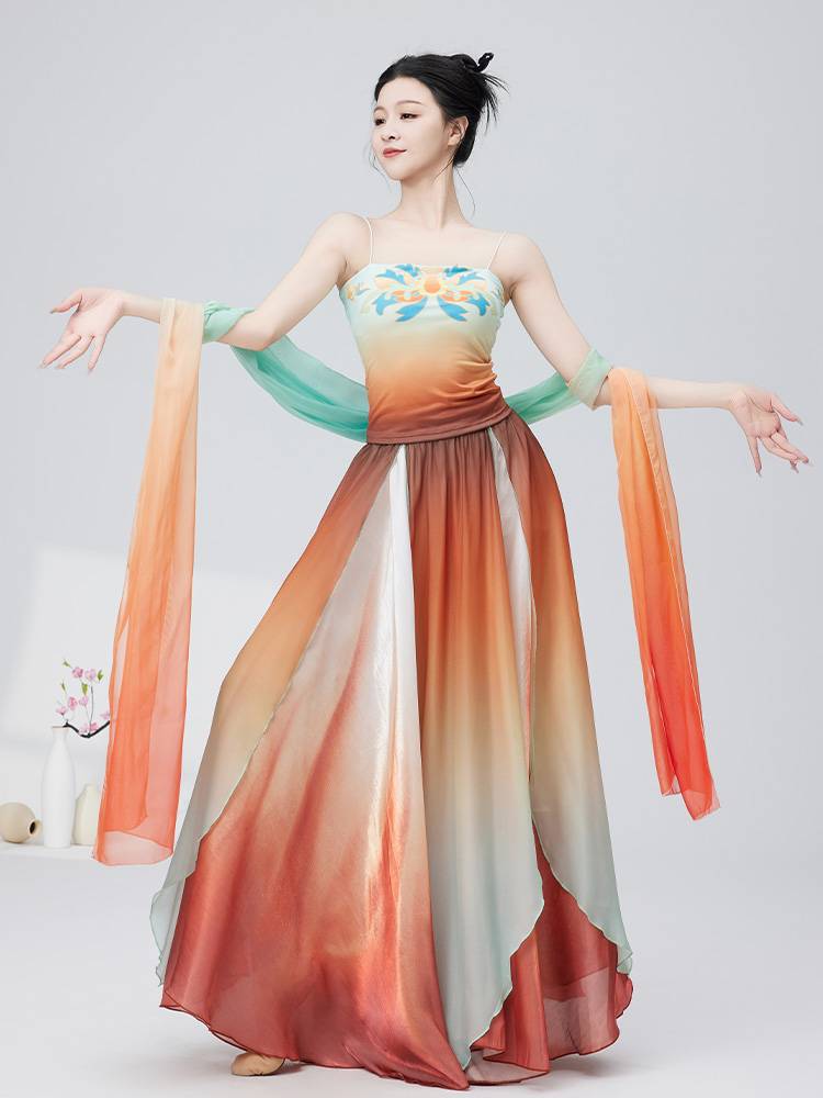 2024 new gradient classical dance flying Tian Dunhuang women's full set of performance clothes exotic national performance service